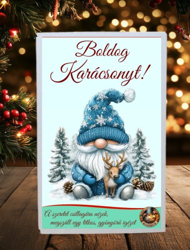 Karácsonyi törpés feliratos doboz – napraforgó viráglabdával