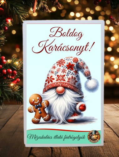 Pezsgő Fürdőgolyók – Forró Mézeskalács illattal, „Boldog karácsonyt” felirattal