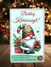 Karácsonyi ajándékdoboz viráglabdával – „Boldog Karácsonyt” felirattal