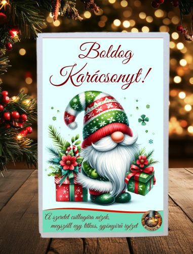 Karácsonyi ajándékdoboz viráglabdával – „Boldog Karácsonyt” felirattal